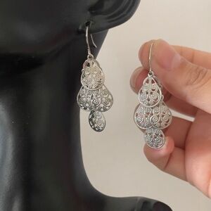 Silver tone chandelier earrings